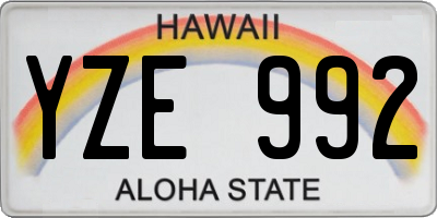 HI license plate YZE992
