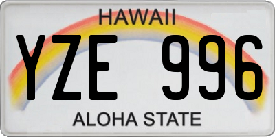 HI license plate YZE996