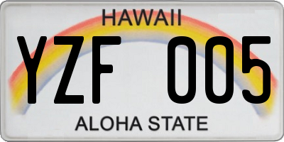 HI license plate YZF005