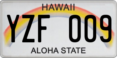 HI license plate YZF009
