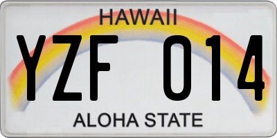 HI license plate YZF014