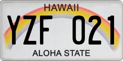 HI license plate YZF021