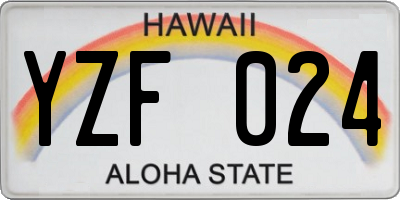 HI license plate YZF024