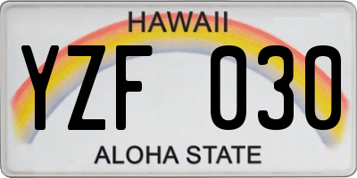 HI license plate YZF030