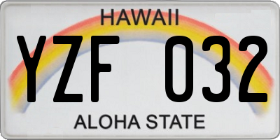 HI license plate YZF032