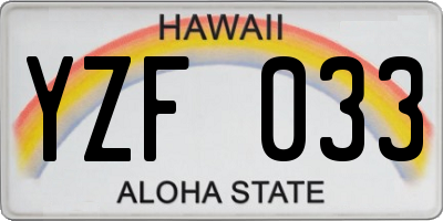 HI license plate YZF033