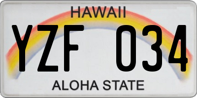 HI license plate YZF034