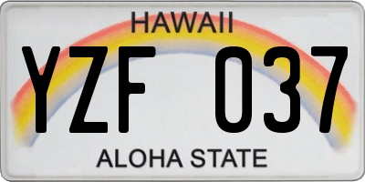 HI license plate YZF037