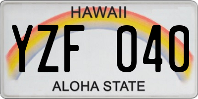 HI license plate YZF040