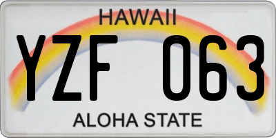 HI license plate YZF063