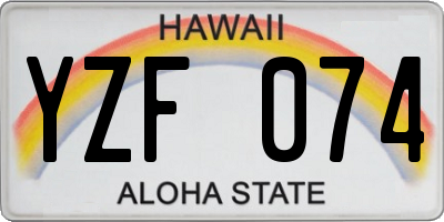 HI license plate YZF074