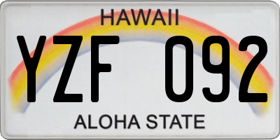HI license plate YZF092