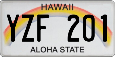 HI license plate YZF201