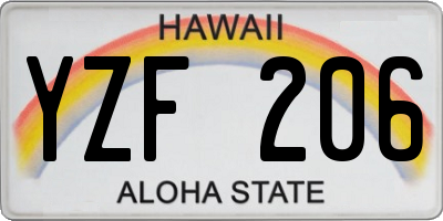 HI license plate YZF206