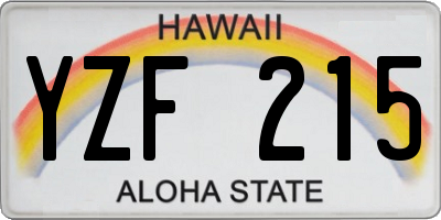 HI license plate YZF215