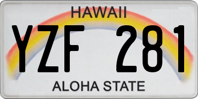 HI license plate YZF281