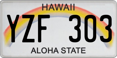 HI license plate YZF303