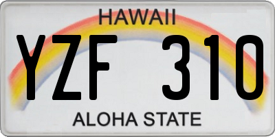 HI license plate YZF310