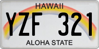 HI license plate YZF321
