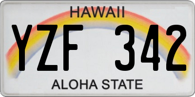 HI license plate YZF342