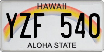 HI license plate YZF540