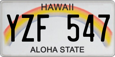 HI license plate YZF547