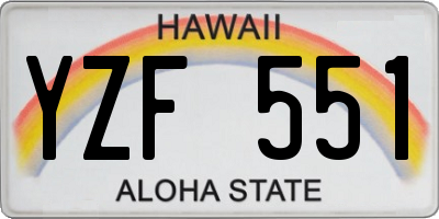 HI license plate YZF551