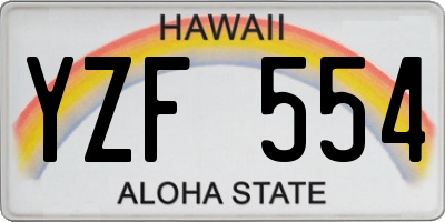 HI license plate YZF554