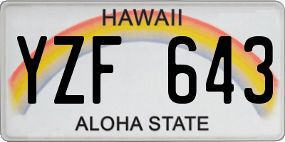 HI license plate YZF643