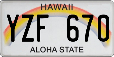 HI license plate YZF670
