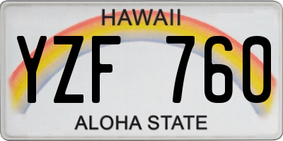 HI license plate YZF760