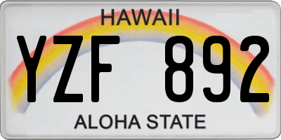 HI license plate YZF892