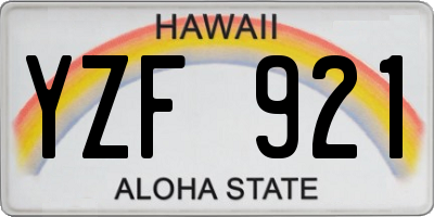 HI license plate YZF921