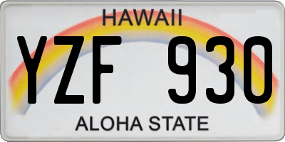 HI license plate YZF930