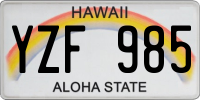 HI license plate YZF985