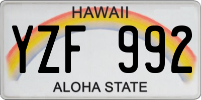 HI license plate YZF992