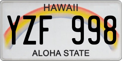 HI license plate YZF998