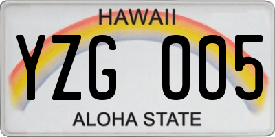 HI license plate YZG005