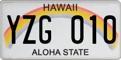 HI license plate YZG010