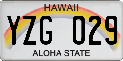 HI license plate YZG029