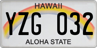 HI license plate YZG032