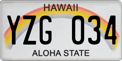 HI license plate YZG034