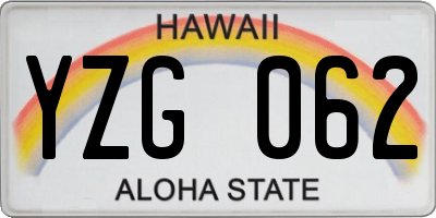 HI license plate YZG062