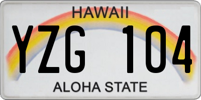 HI license plate YZG104