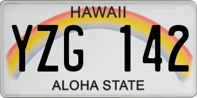 HI license plate YZG142