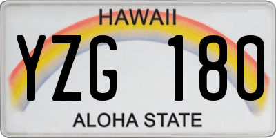 HI license plate YZG180