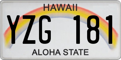 HI license plate YZG181