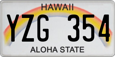 HI license plate YZG354