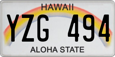 HI license plate YZG494