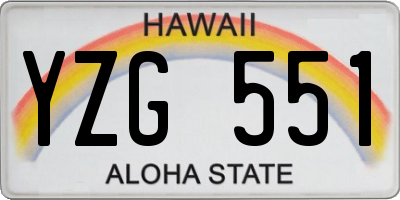 HI license plate YZG551